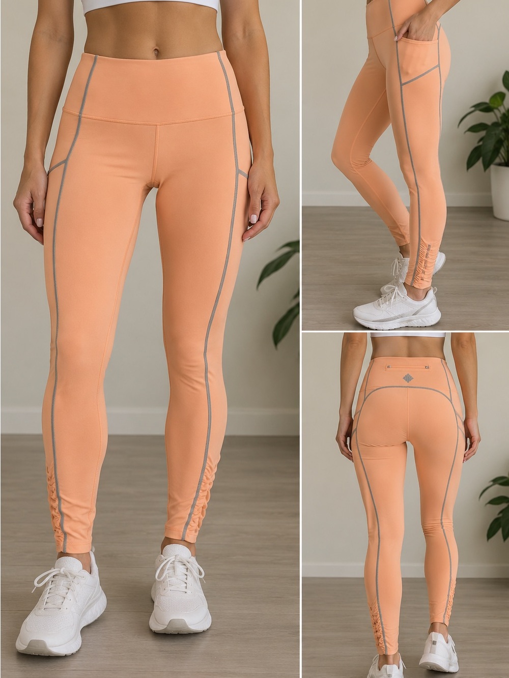 Free People Movement Peach High Rise 7/8 Leggings Ruched Ankle